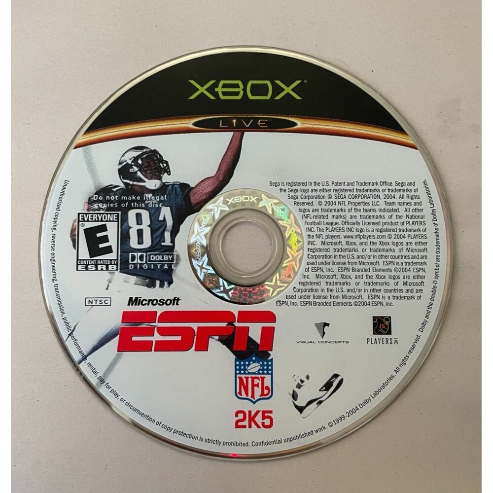 XBOX LIVE NFL ESPN 2K5 BY SEGA ONLINE ENABLED Disc Only